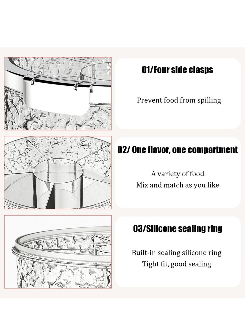 SYOSI Fruit Tray Fruit Bowl for Kitchen Counter Luxurious Sealed Nut Snack Storage Box with 6 Compartment Divided Serving Tray with Lid Holiday Candy Box Dry Fruit Plate for Living Room Party - Image 4