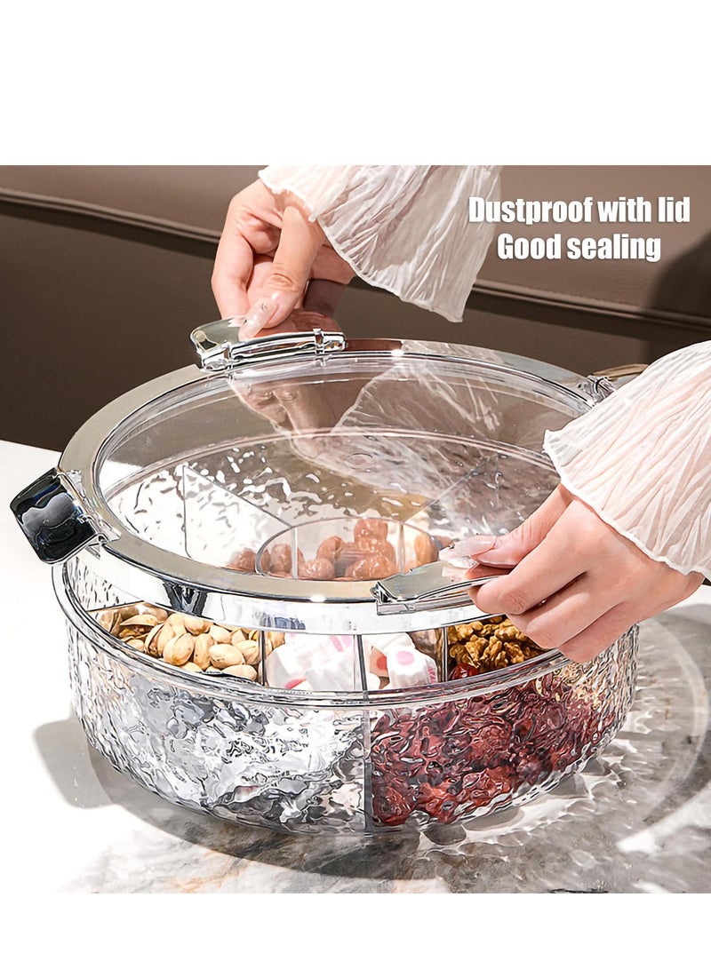 SYOSI Fruit Tray Fruit Bowl for Kitchen Counter Luxurious Sealed Nut Snack Storage Box with 6 Compartment Divided Serving Tray with Lid Holiday Candy Box Dry Fruit Plate for Living Room Party - Image 3