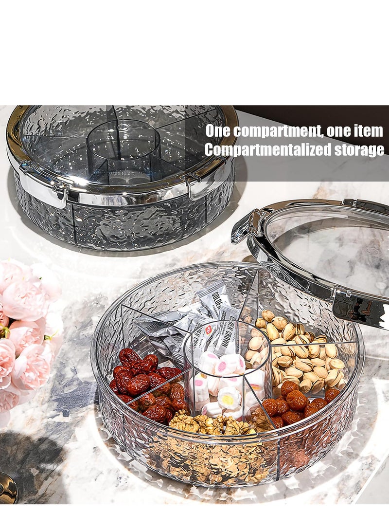 SYOSI Fruit Tray Fruit Bowl for Kitchen Counter Luxurious Sealed Nut Snack Storage Box with 6 Compartment Divided Serving Tray with Lid Holiday Candy Box Dry Fruit Plate for Living Room Party - Image 5