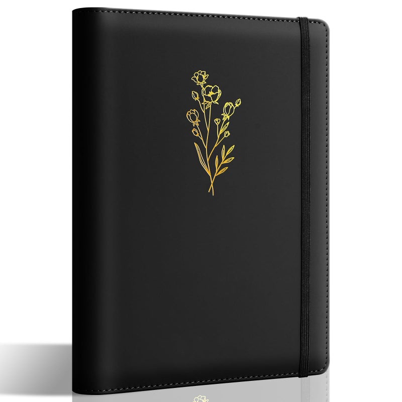Ovesmusl Aesthetic A6 Binder 6 Ring Refillable Notebook Planner Cover Small 0.8 Inch Loose Leaf Binder for Journaling or Collections Refillable Notebook Holder with Pocket,Black - Image 1