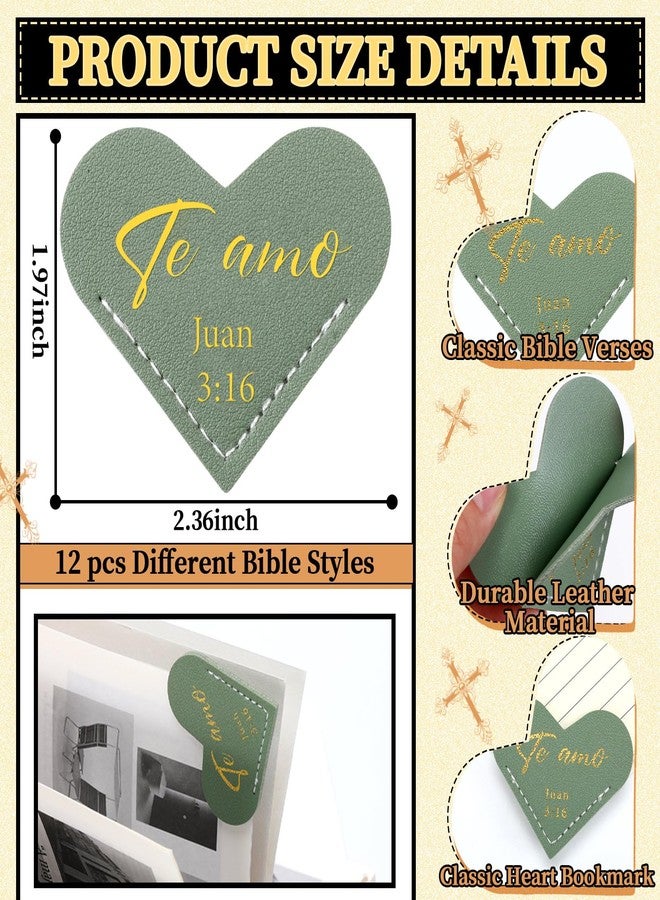 Skyygemm 12 Pcs Spanish Christian Bookmarks Regalos Cristianos En Español Versículos Bíblicos En Español Heart Leather Bookmarks Gifts for Mother Book Lovers Teacher Student - Image 2