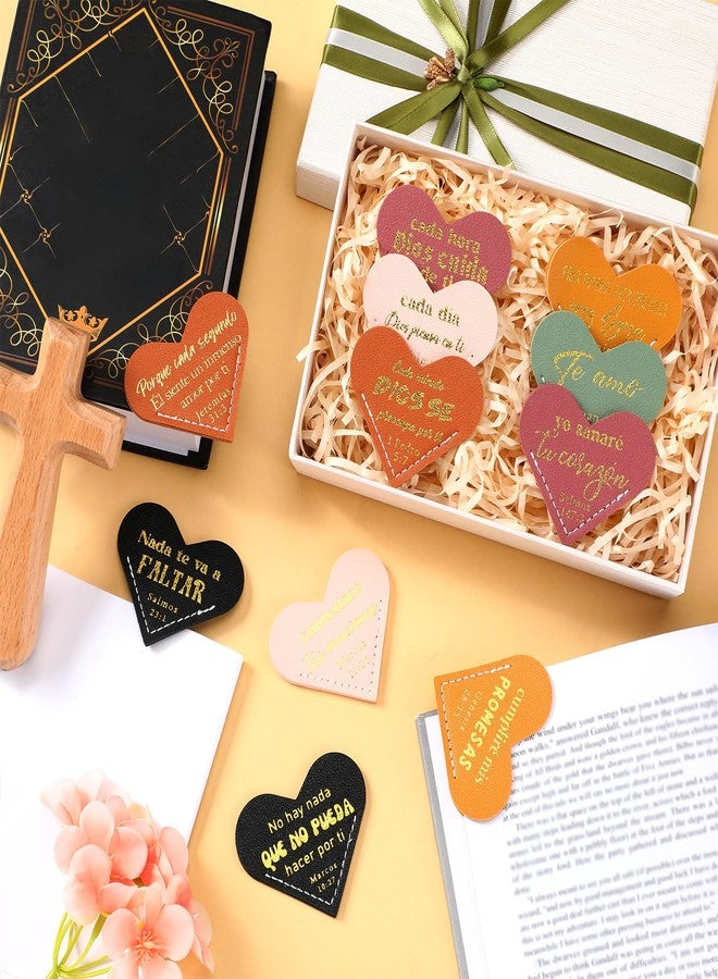 Skyygemm 12 Pcs Spanish Christian Bookmarks Regalos Cristianos En Español Versículos Bíblicos En Español Heart Leather Bookmarks Gifts for Mother Book Lovers Teacher Student - Image 4