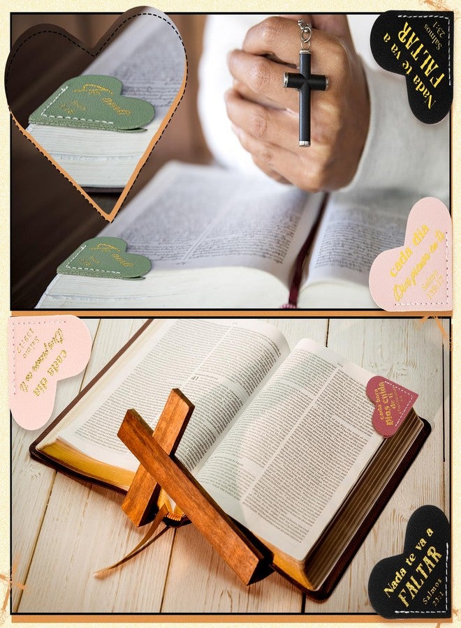 Skyygemm 12 Pcs Spanish Christian Bookmarks Regalos Cristianos En Español Versículos Bíblicos En Español Heart Leather Bookmarks Gifts for Mother Book Lovers Teacher Student - Image 5