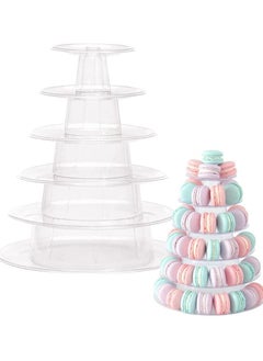 6 Tier Round Plastic Macaron Tower Stand, Macarons Holder, Macaroon Cake Tower Display Stand for Dessert Display, Macaroon Tower Stand Cake Display Tier Round Stand for Wedding, Birthday Party
