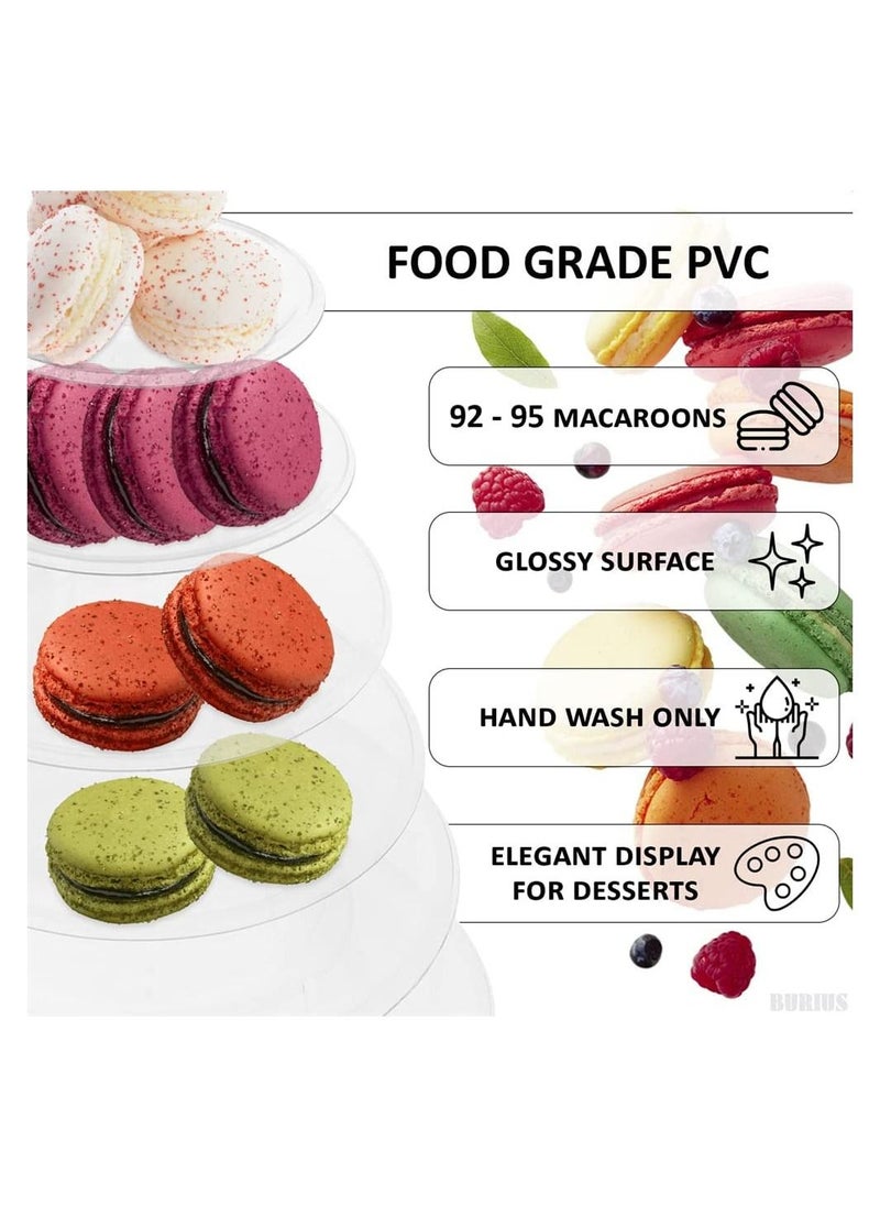 SYOSI - 6 Tier Round Plastic Macaron Tower Stand, Macarons Holder, Macaroon Cake Tower Display Stand for Dessert Display, Macaroon Tower Stand Cake Display Tier Round Stand for Wedding, Birthday Party - Image 1