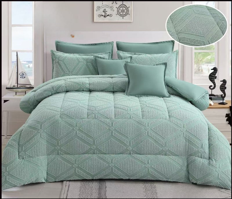 Double bed sheet set, 8 pieces, microfiber, with an elegant design and comfortable quality.