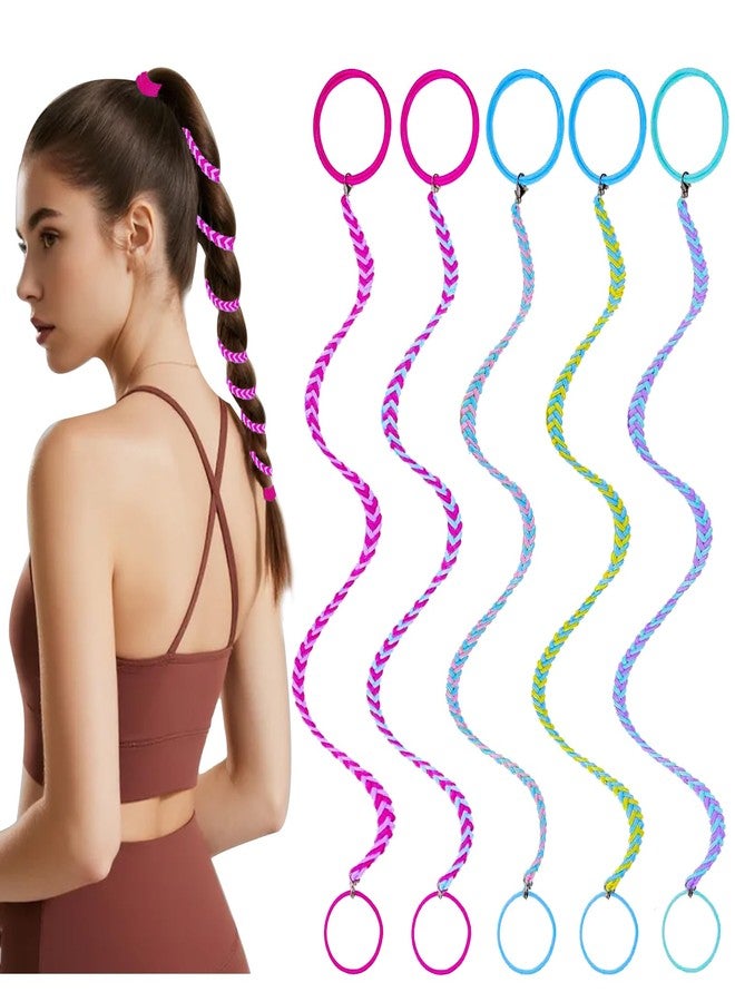 Kunal 5Pcs Rip Hair Tie Colorful Elastic Soft Beach Hair Wrap Strings for Women & Girls,Tangle Free Ponytail Wrap Around Hairs Tie Ideal for Surfing, Running, Exercising(25 In) - Image 1