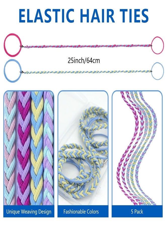 Kunal 5Pcs Rip Hair Tie Colorful Elastic Soft Beach Hair Wrap Strings for Women & Girls,Tangle Free Ponytail Wrap Around Hairs Tie Ideal for Surfing, Running, Exercising(25 In) - Image 2