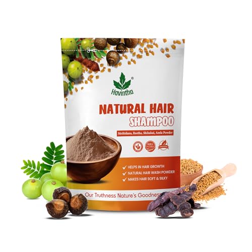 Havintha Natural Hair Shampoo With Herbal Amla Reetha Shikakai And Methi Dana Powder For Men & Women, Totally Organic | Paraben And Sulphate Free Shampoo - 227gm (Pack of 1) - Image 1