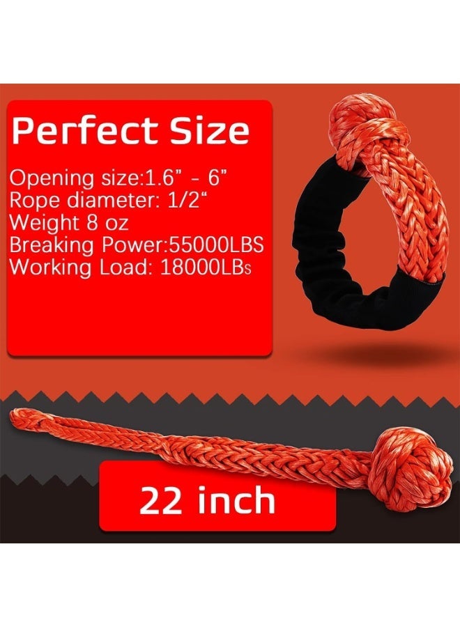 Soft Chain 1/2' X 22 Inch (57,000LBS) Breaking Strength, Synthetic Road Recovery Rope for Sailing SUV ATV 4X4 Truck Jeep 2 Pack -Safer Than Metal Shackle - Image 5