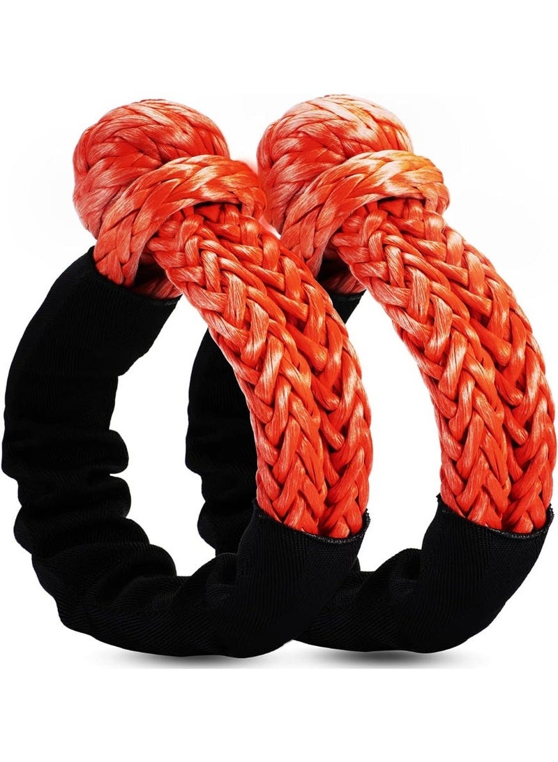 Soft Chain 1/2' X 22 Inch (57,000LBS) Breaking Strength, Synthetic Road Recovery Rope for Sailing SUV ATV 4X4 Truck Jeep 2 Pack -Safer Than Metal Shackle - Image 1