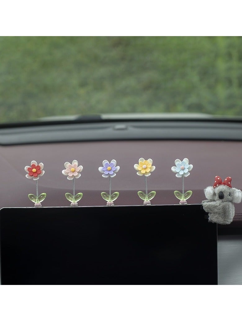 Generic 5pcs Daisy Flower Car Center Console Ornaments - Dashboard and Interior Decoration Accessories  - Image 2