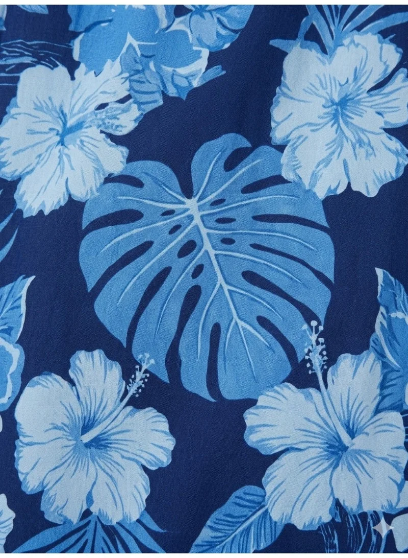 Victor And Jane  Blue Floral V-Neck Dress with Flutter Sleeves for Women | Best Price UAE