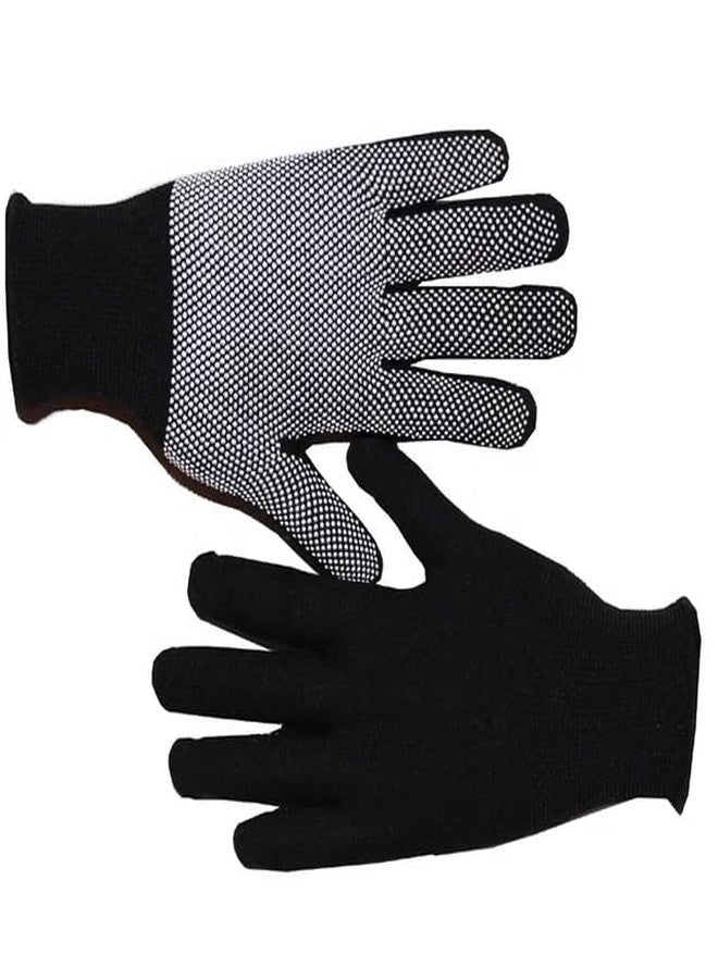 HIGHOPS Sports PVC-Dotted Cotton Gloves for Enhanced Grip - Ideal for Cricket, Biking, Outdoor Adventures, and Work (Pair, Black) - Image 2