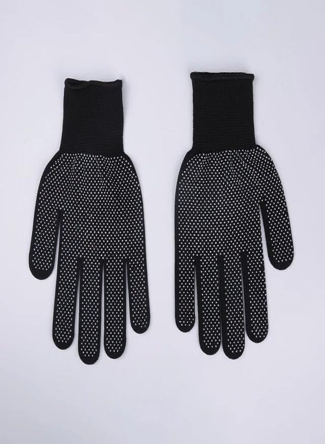HIGHOPS Sports PVC-Dotted Cotton Gloves for Enhanced Grip - Ideal for Cricket, Biking, Outdoor Adventures, and Work (Pair, Black) - Image 1