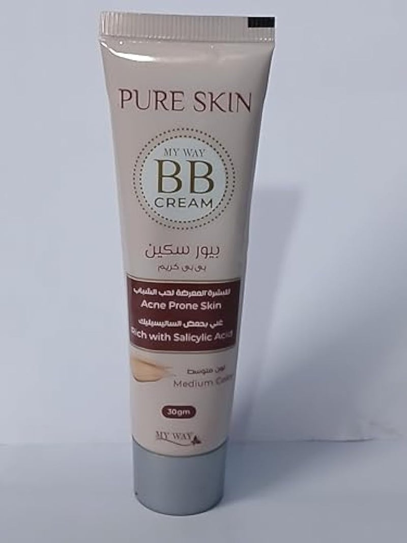 Pure Skin BB Cream For Even Skin Tone & Conceals Blemishes & Reduce Acne & Black Spots Salicylic Acid Rich 30 gm Medium Color Pure Skin BB Cream Salicylic Acid Rich 30 gm Medium - Image 1