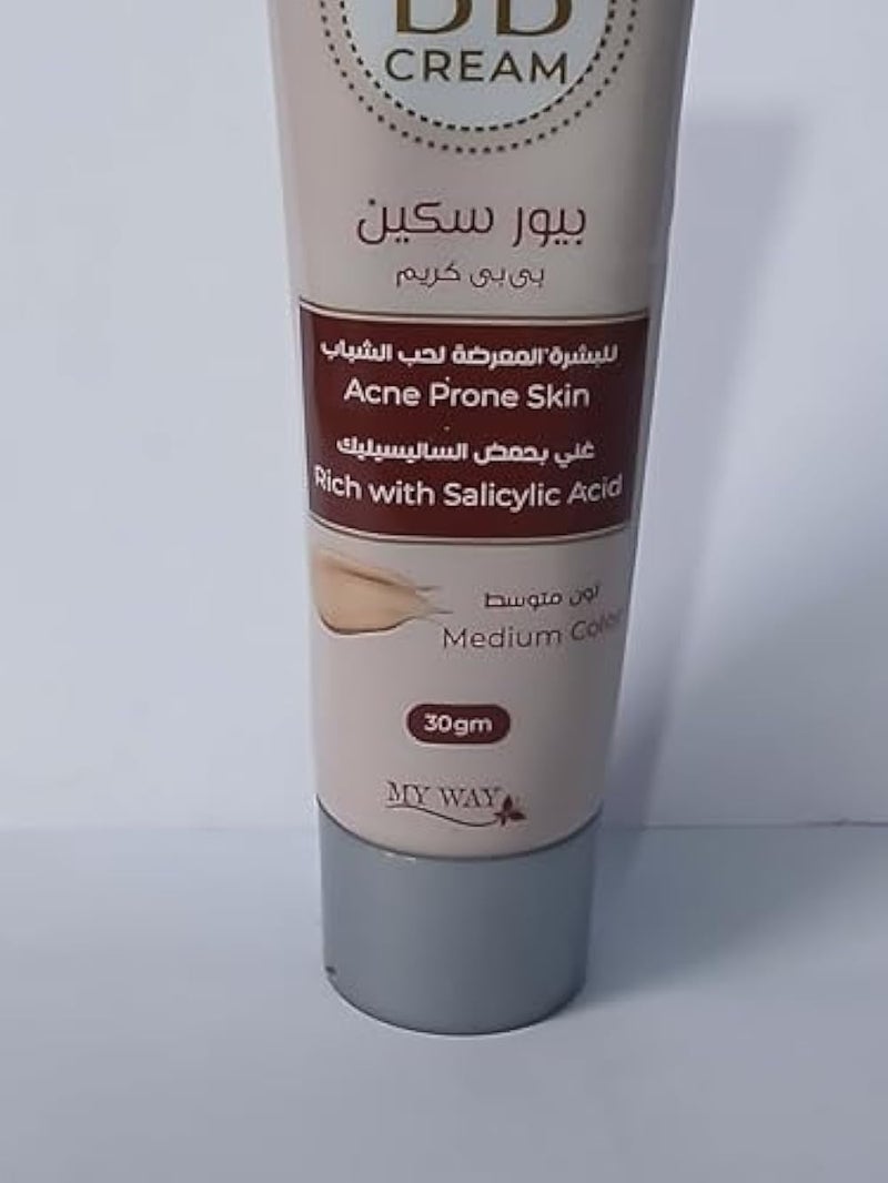 Pure Skin BB Cream For Even Skin Tone & Conceals Blemishes & Reduce Acne & Black Spots Salicylic Acid Rich 30 gm Medium Color Pure Skin BB Cream Salicylic Acid Rich 30 gm Medium - Image 2