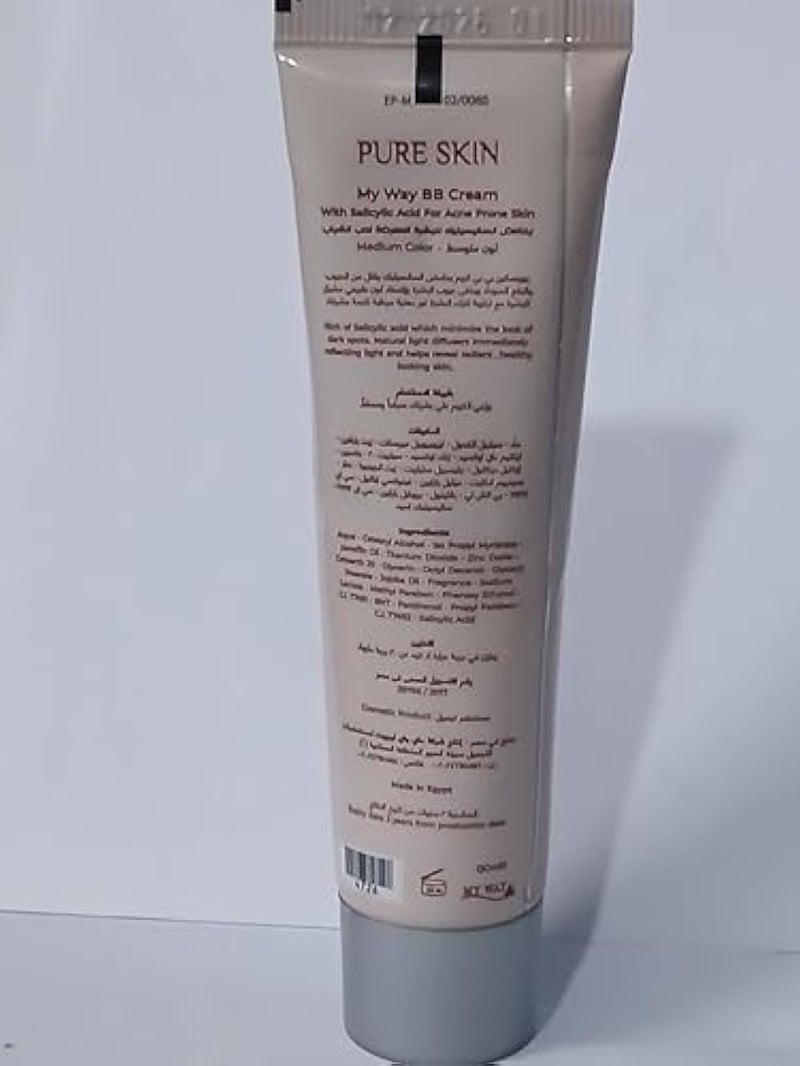 Pure Skin BB Cream For Even Skin Tone & Conceals Blemishes & Reduce Acne & Black Spots Salicylic Acid Rich 30 gm Medium Color Pure Skin BB Cream Salicylic Acid Rich 30 gm Medium - Image 3