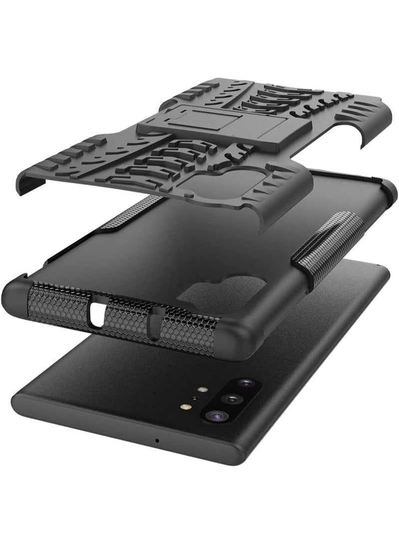Case Cover Shock resistant  Kickstand TPU + PC Compatible with  Samsung Galaxy Note 10 Plus (Black) - Image 5