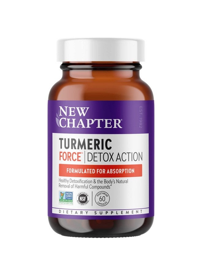 New Chapter Turmeric Supplement + Daily Detox Turmeric Force Detox Action With Green Tea + Ginger + No Black Pepper Needed + Nongmo Ingredients Vegetarian Capsule 60 Count - Image 1