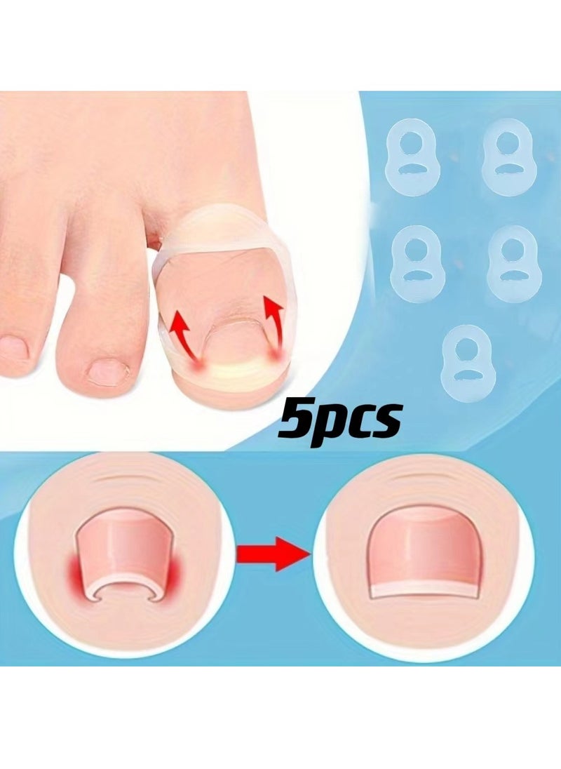 Generic - 5 pcs Toe Protector Pad Ring, Toe Sleeve, Stretchable, Reusable, Ingrown Toenail Correction Spacer - Image 1