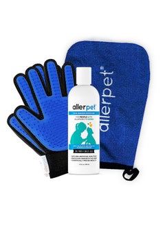 Allerpet Allerpet Dog Dander Remover w/Free Pair of Grooming Gloves - Best Pet Dander Remover for Allergens - for Canine Dry Skin Treatment - Good for Fur & Skin - (12oz)  - Image 1