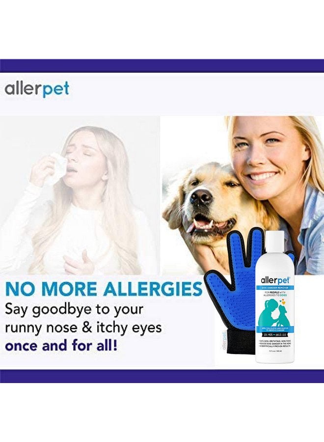 مزيل قشرة الكلاب من Allerpet مع زوج مجاني من قفازات العناية - أفضل مزيل لقشرة الحيوانات الأليفة من المواد المسببة للحساسية - لعلاج جفاف الجلد لدى الكلاب - جيد للفراء والجلد - (12 أونصة) - Image 4