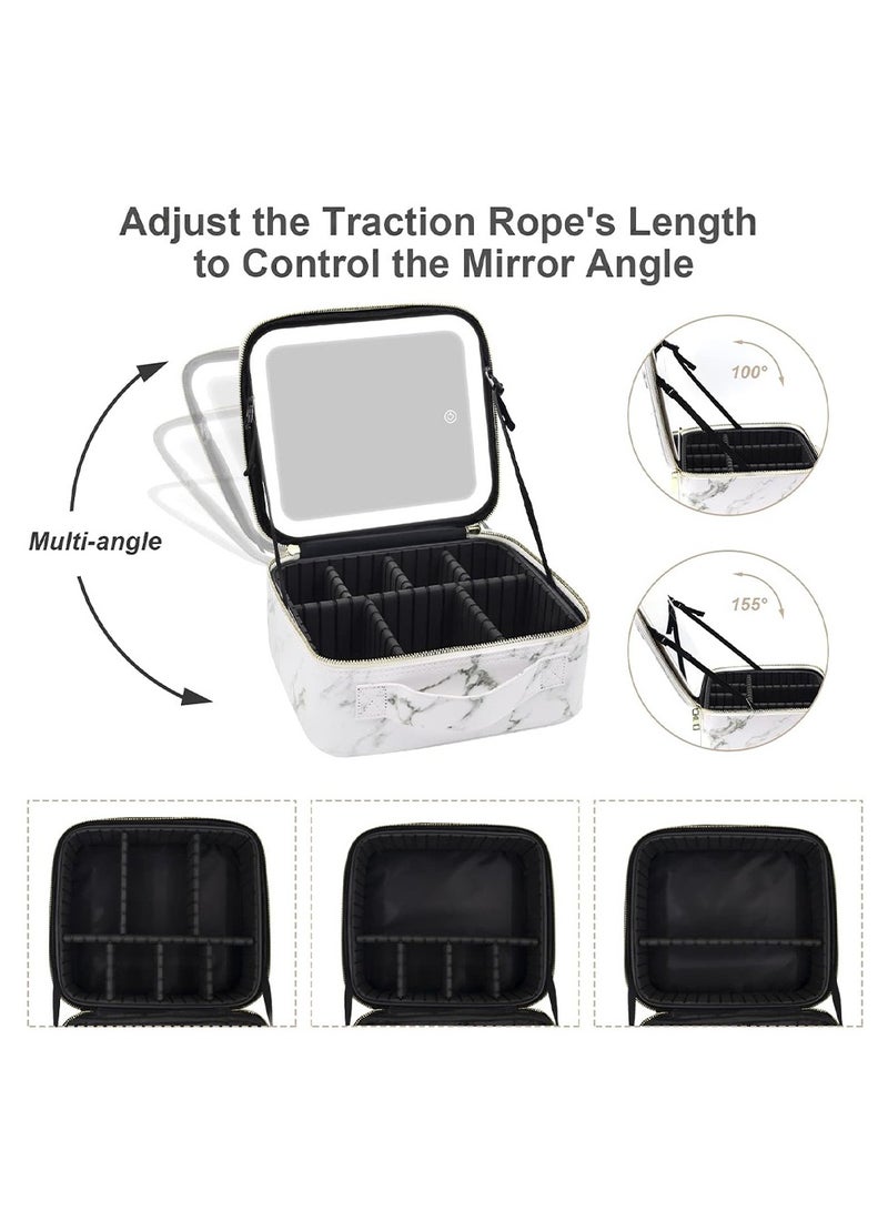 Makeup Bag with Rechargeable LED Mirror 3 Levels Light, Cosmetic Storage Organizer with Customizable Compartments - Image 3