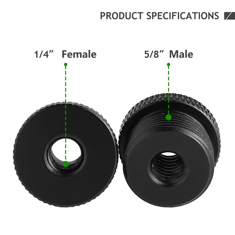 Frgyee 4 Pack Mic Stand Adapter 1/4 Female to 5/8 Male Screw Adapter Thread Tripod Screw Adapter for Microphone Stand Mount to Camera Tripod - Image 2