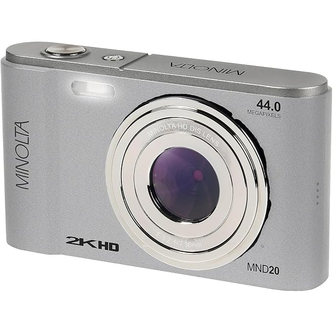Minolta MND20 44 MP / 2.7K Quad HD Digital Camera (Silver) + 32GB Memory Card + 12 inch Flexible Tripod + Memory Card Wallet + USB Card Reader, SD/microSD + More - Image 4