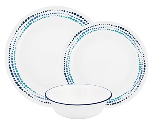 Corelle Ocean Blues Chip and Break Resistant Dinner Set for 4 Person, Blue, 12-Piece - Image 1