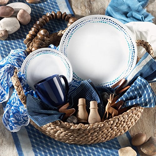Corelle Ocean Blues Chip and Break Resistant Dinner Set for 4 Person, Blue, 12-Piece - Image 2