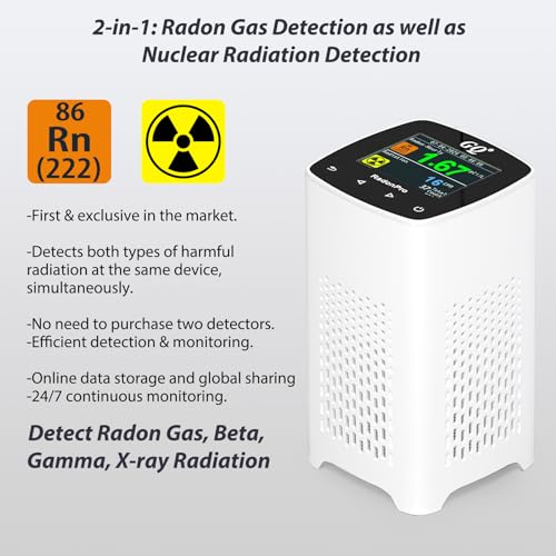 GQ Radon Detector New Version V2.0 Radon Pro 2-in-1 Radon Monitor Nuclear Radiation Detector Geiger Counter simultaneously Detection Fast Accurate Color Simple Display Made in USA - Image 2