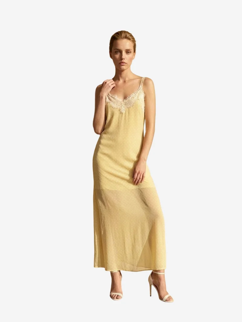 MY FASHION MY FASHION Women's Polka Dot Chiffon Maxi Dress