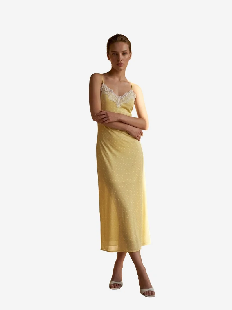 MY FASHION MY FASHION Women's Polka Dot Chiffon Maxi Dress