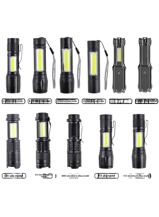 Mini Flashlight Double Light Telescopic Zoom Long-range Rechargeable Portable Strong Light Flashlight COB Lamp Outdoor Special-Product Specifications: Color Box  - Image 2