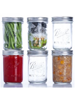 Ma Son Jars with Lids and Bands, Regular Mouth Ma Son Jars, Jars Ideal for Jams, Jellies, Conserves, Preserves, And Pizza Sauce Ball Wide Mouth 16oz 6PCS