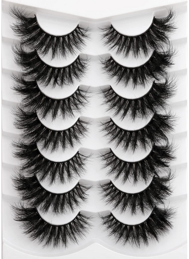 Kiromiro Mink Lashes 20Mm Fluffy False Eyelashes Thick Volume Dramatic Cat Eye Lashes 7 Pairs Long Strip Wispy Lashes Pack - Image 1