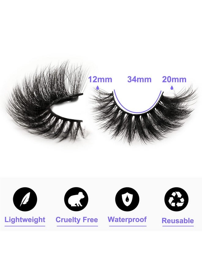 Kiromiro Mink Lashes 20Mm Fluffy False Eyelashes Thick Volume Dramatic Cat Eye Lashes 7 Pairs Long Strip Wispy Lashes Pack - Image 3