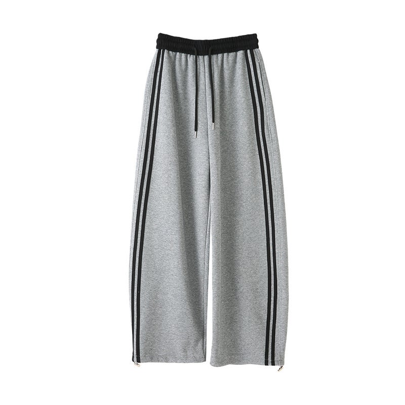 Women's High-Waist Wide-Leg Color-Block Sweatpants with Side Stripes - Image 5