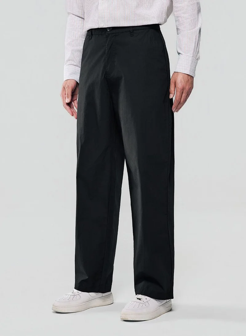 Men Loose Straight Cotton Poplin Khakis