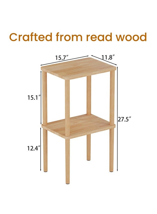 EXILOT Solid Wood Nightstand Tall Side Table End Table Bedside Table for Living Room Bedroom No-Tool Assembly - Image 2