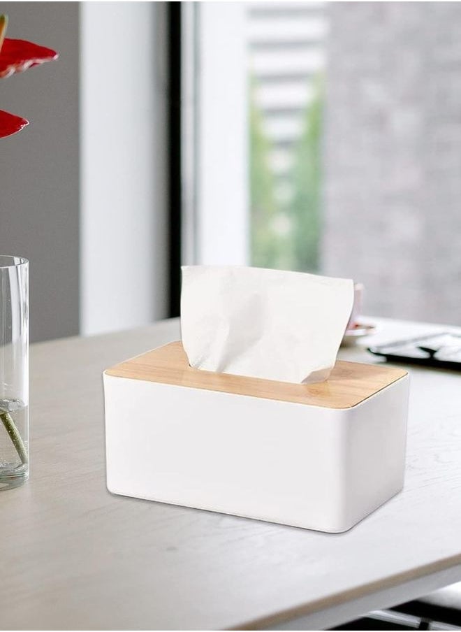 Modern Rectangular Design Wooden Tissue Box with Lid, Paper Tissue Box, Tissue Organizer for Bathroom, Home, Office, Living Room (23 x 13 x 10 cm)