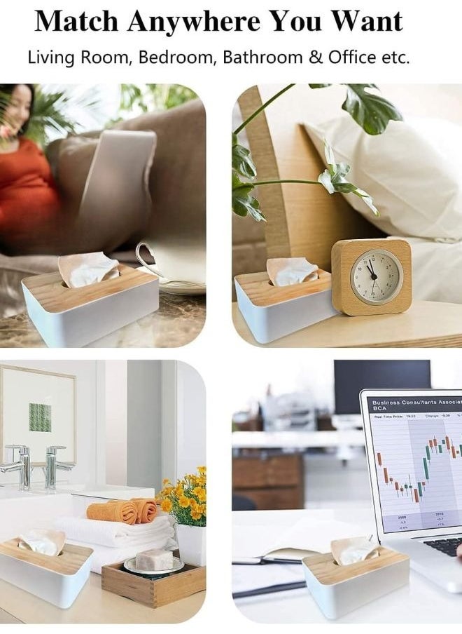 Modern Rectangular Design Wooden Tissue Box with Lid, Paper Tissue Box, Tissue Organizer for Bathroom, Home, Office, Living Room (23 x 13 x 10 cm)