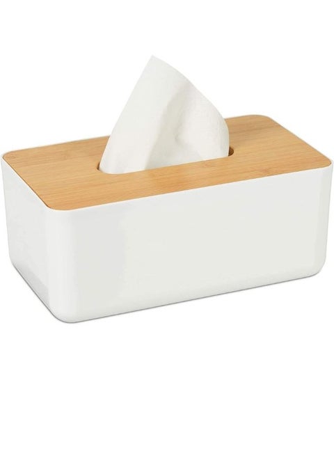 Modern Rectangular Design Wooden Tissue Box with Lid, Paper Tissue Box, Tissue Organizer for Bathroom, Home, Office, Living Room (23 x 13 x 10 cm)