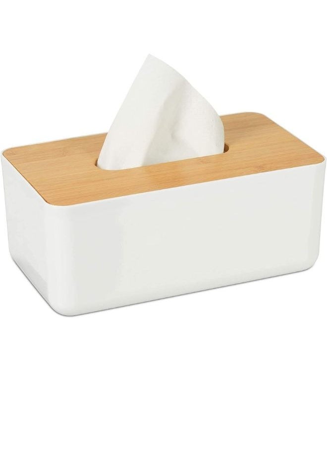 Modern Rectangular Design Wooden Tissue Box with Lid, Paper Tissue Box, Tissue Organizer for Bathroom, Home, Office, Living Room (23 x 13 x 10 cm)
