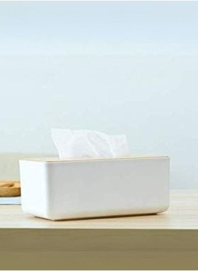 Modern Rectangular Design Wooden Tissue Box with Lid, Paper Tissue Box, Tissue Organizer for Bathroom, Home, Office, Living Room (23 x 13 x 10 cm)
