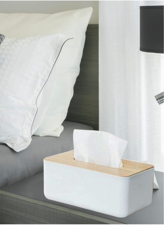 Modern Rectangular Design Wooden Tissue Box with Lid, Paper Tissue Box, Tissue Organizer for Bathroom, Home, Office, Living Room (23 x 13 x 10 cm)