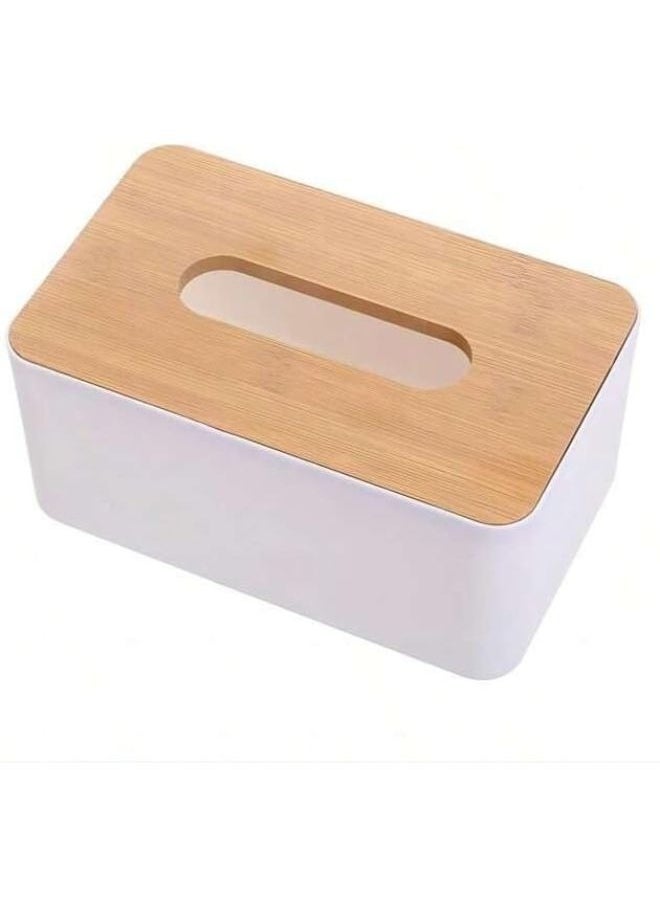Modern Rectangular Design Wooden Tissue Box with Lid, Paper Tissue Box, Tissue Organizer for Bathroom, Home, Office, Living Room (23 x 13 x 10 cm)