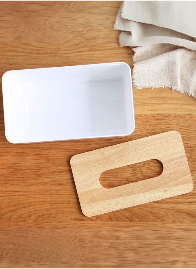 Modern Rectangular Design Wooden Tissue Box with Lid, Paper Tissue Box, Tissue Organizer for Bathroom, Home, Office, Living Room (23 x 13 x 10 cm)